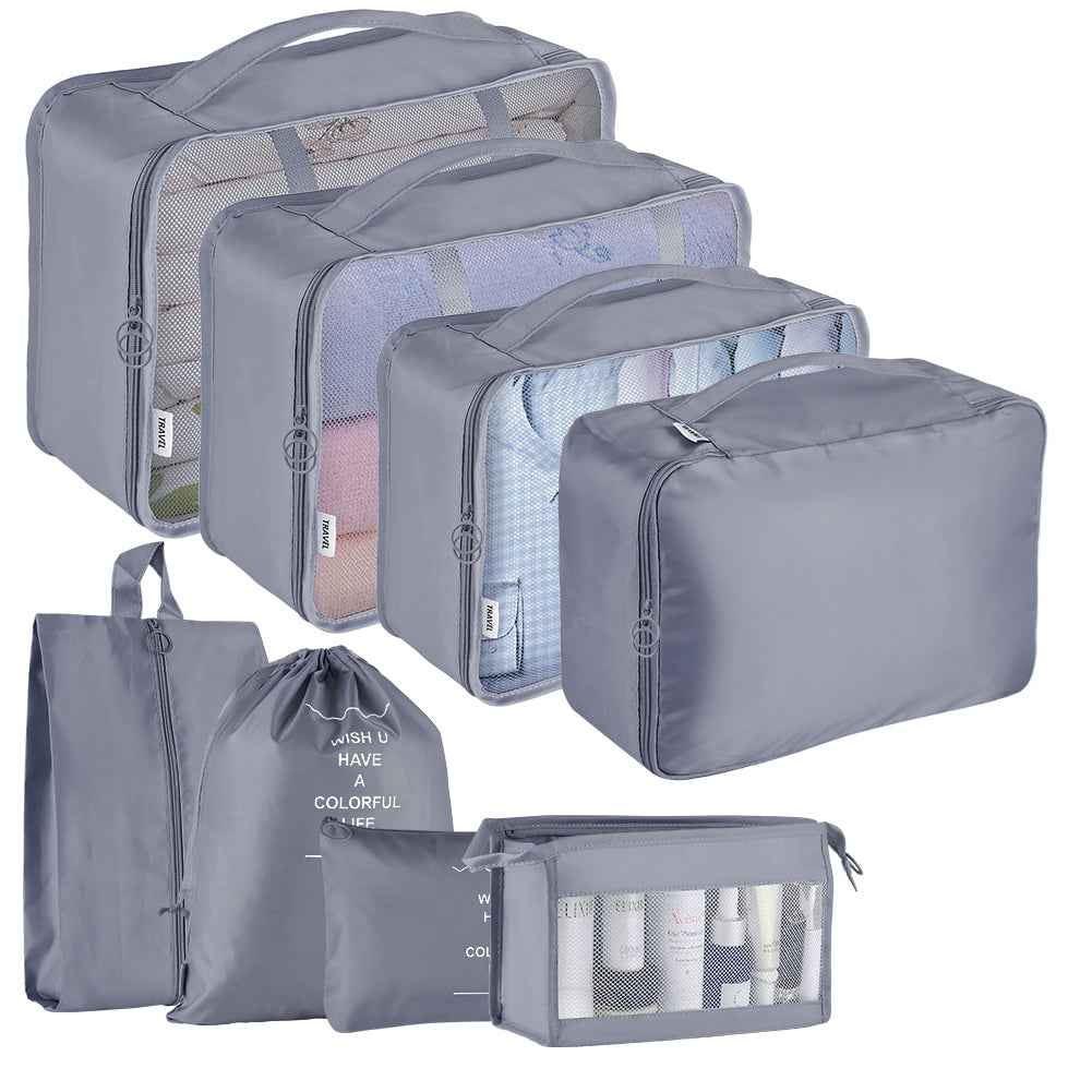 KOOVON Packing Cubes for Luggage, 8Pcs Travel Cubes Set Foldable Suitc