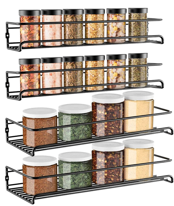 Koovon Spice Rack Organizer for Cabinet Wall Mount, 4 Tier Hanging Racks, Space Saving Seasoning Organizer for Kitchen Cabinet, Cupboard or Pantry Door