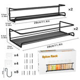 Koovon Spice Rack Organizer for Cabinet Wall Mount, 4 Tier Hanging Racks, Space Saving Seasoning Organizer for Kitchen Cabinet, Cupboard or Pantry Door