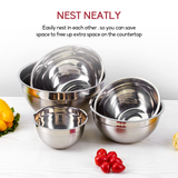 Koovon Mixing Bowls with Lids Set of 5, Stainless Steel Mixing Bowls Metal Nesting Bowls with Airtight Lids for Cooking, Baking, Serving