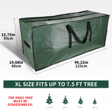 Koovon Christmas Tree Storage Bag, Extra Large Christmas Storage Containers, Fits Up to 7.5 Ft Artificial Trees Heavy Duty Xmas Holiday Tree Bag with Durable Handles & Dual Zippe, Green