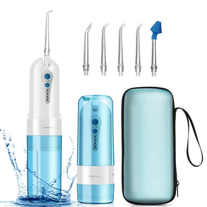 Water Flosser Cordless for Teeth - KOOVON Portable Dental Oral Irrigator, IPX7 Waterproof Water Dental Flosser with 4 Modes & 5 Replacement Tips Rechargeable Water Teeth Cleaner Picks for Home Travel