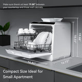 KOOVON Countertop Dishwasher, 5 Washing Programs Portable Dishwasher With 5-Liter Built-in Water Tank, No Hookup Needed