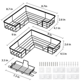 Koovon 2 Pack Corner Shower Caddy, Shower Shelves Stainless Steel Self Adhesive Shower Caddy, Rustproof Wall Mount Bathroom Rack Storage Organizer for Bathroom with Extra Soap Holder, Black