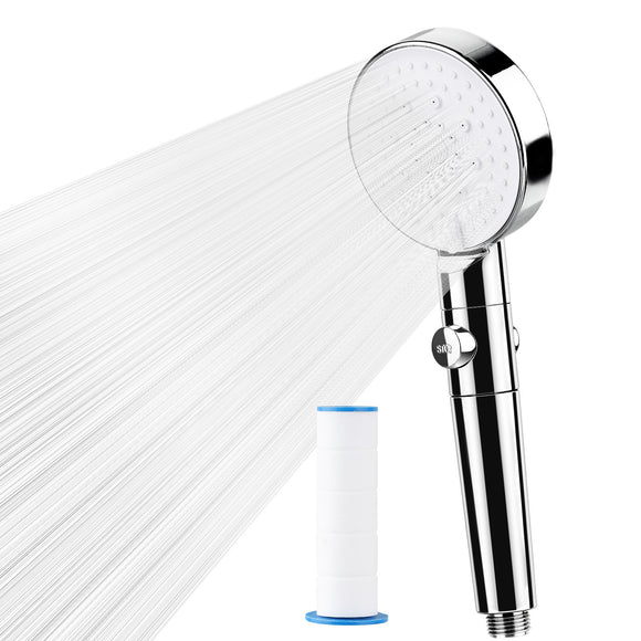 Koovon High Pressure Shower Head, 5-Settings Handheld Showerhead with on/off Full Shutoff Push Button and Switch to Control Flow