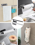 Koovon Paper Towel Holder Wall Mount, Self-Adhesive Under Cabinet Paper Towel Rack for Bathroom Kitchen, 13.4" Black