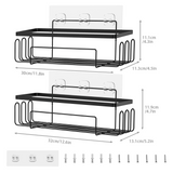 Koovon Bathroom Shelf Organizer, Shower Shelves Stainless Steel Self Adhesive Shower Caddy, Rustproof Wall Mount Bathroom Rack Storage Organizer for Bathroom, 2 Pcs Black