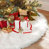 Koovon 48 inch Christmas Tree Skirt Faux Fur Xmas Tree Skirt Christmas Decorations Holiday Tree Ornaments Tree Decoration for Christmas Home Decorations, Xmas Party Holiday Decorations, Snow White