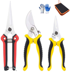 Koovon Garden Secateurs, Stainless Steel Pruning Shears, Gardening Scissors Set for Fruit Branch, Hedge, Fruits & Vegetables, Plants, 3 Pack