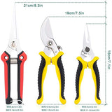 Koovon Garden Secateurs, Stainless Steel Pruning Shears, Gardening Scissors Set for Fruit Branch, Hedge, Fruits & Vegetables, Plants, 3 Pack