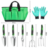 Koovon 7 Pcs Garden Tool Set with Aluminum Head Non-Slip Handle Includes Trowel Transplanting Cultivator Weeding Fork Garden Bag Gloves