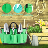 Koovon 7 Pcs Garden Tool Set with Aluminum Head Non-Slip Handle Includes Trowel Transplanting Cultivator Weeding Fork Garden Bag Gloves