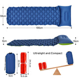 Koovon Inflatable Sleeping Mat, Ultralight Camping Mattress with Pillow, Waterproof Double-Sided Color Sleeping Pad, Portable Folding Inflating Single Bed Air Pad for Outdoor Backpack, Blue Green